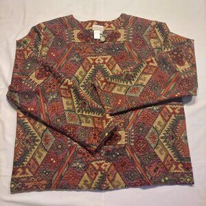 Coldwater Creek Tapestry Jacket XL Southwestern Boho Woven MADE IN USA